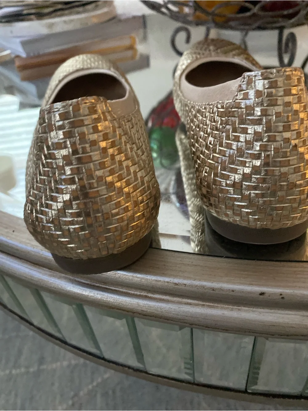 Vionic Metallic Gold Woven Ballet Flats - Women. 6.5